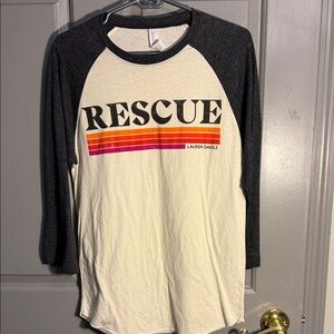Rescue Graphic Raglan Top - Black, Cream, Orange, Pink
